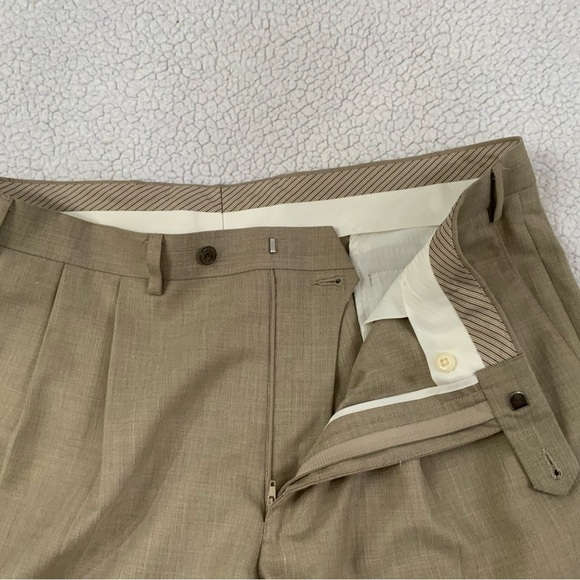 Lauren Ralph Lauren Pleated Dress Pants Men’s 38 x32 Tan Cuffed Career Preppy - Picture 6 of 12
